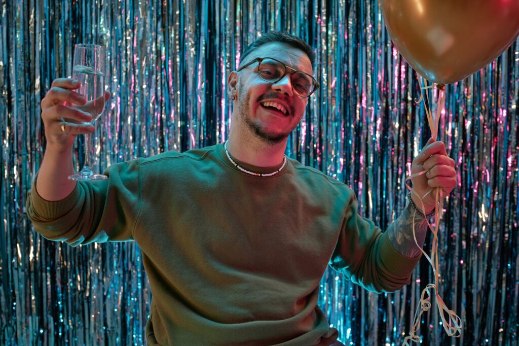 Portrait of Young Adult Caucasian Man Celebrating Birthday