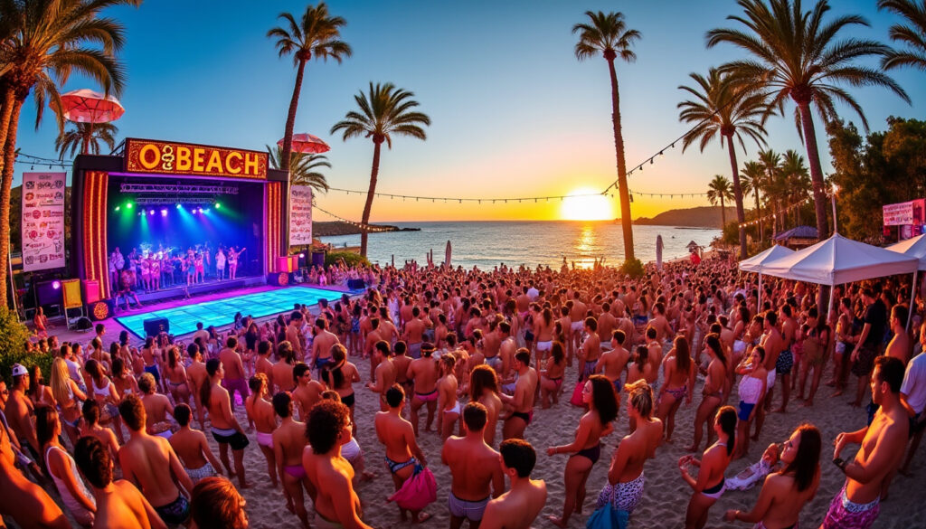 explorez o beach ibiza, le spot emblématique d'ibiza en espagne où les fêtards vivent des moments inoubliables entre pool parties, musique et ambiance festive au cœur de l’île.