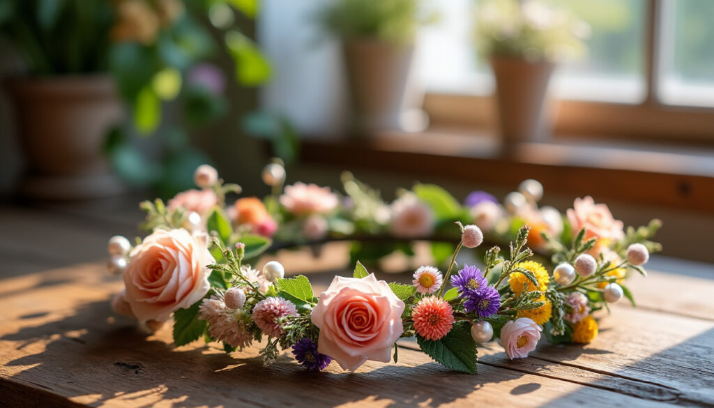 optez pour une couronne de fleurs bohème et ajoutez une touche artistique et élégante à vos événements spéciaux. parfaite pour les mariages, fêtes et séances photo, elle sublime votre style avec naturel et originalité.