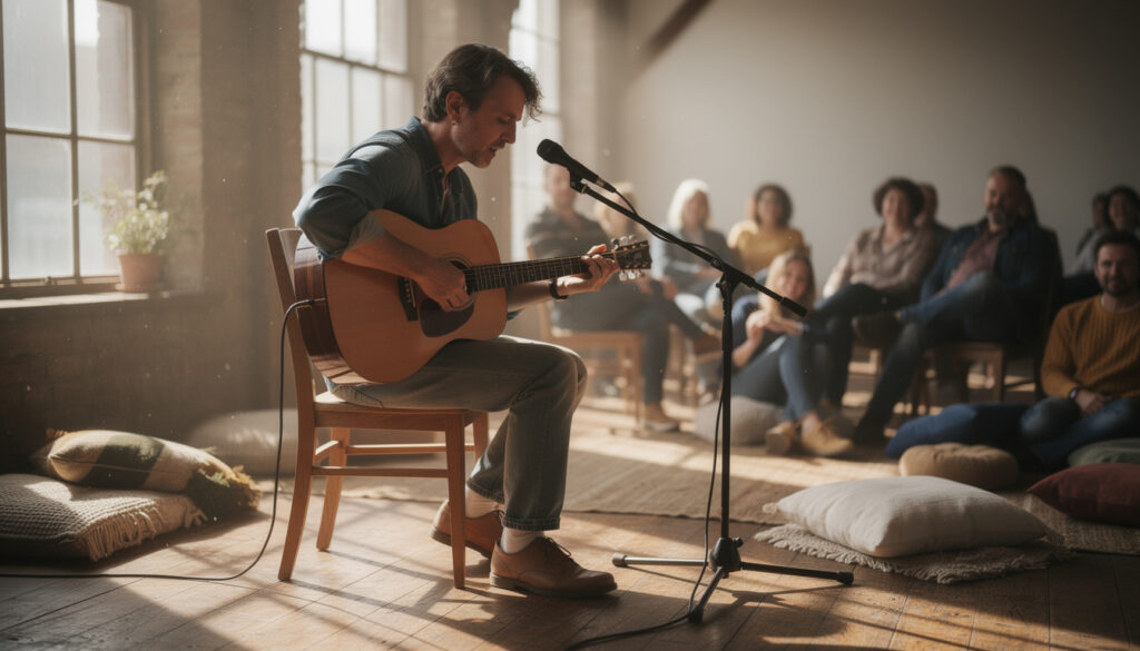 découvrez nos conseils pour créer une ambiance intime et chaleureuse lors d'un concert acoustique en petit comité, alliant décoration, éclairage et choix musicaux.