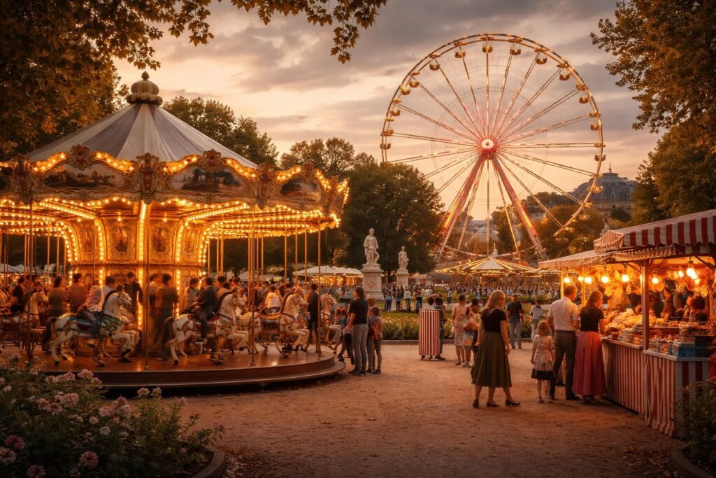 découvrez les manèges classiques de la fête foraine au jardin des tuileries, un lieu chargé de souvenirs et de nostalgie pour petits et grands.